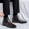 Brand Leather Men Mid Top Chelsea Boots Designer Italy Dress Boots Men Casual Warm Plush Business Ankle Boots