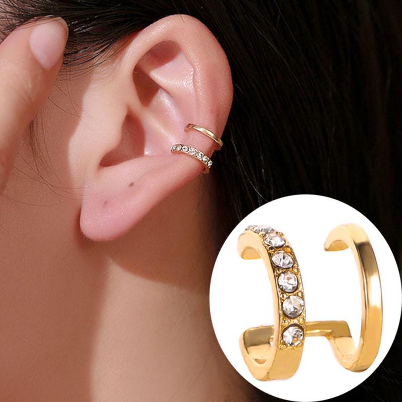 Korean Crystal Clip Earrings For Women Zircon Earing Without Hole Jewelry Fake Earrings Single Ear Bone Clip Earings Ear Cuffs