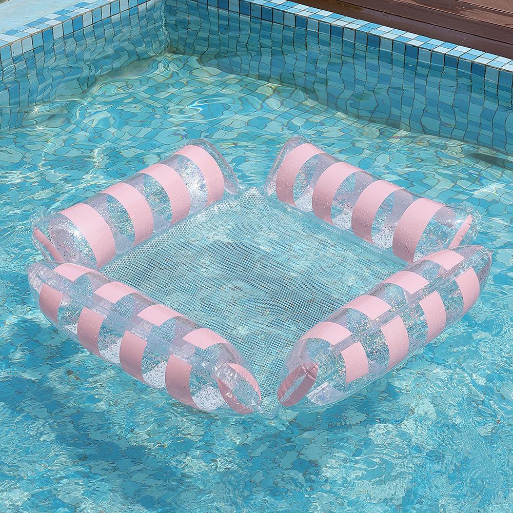 Inflatable Hammock Floating Chair with Backrest - Foldable Summer Pool Party Lounger.