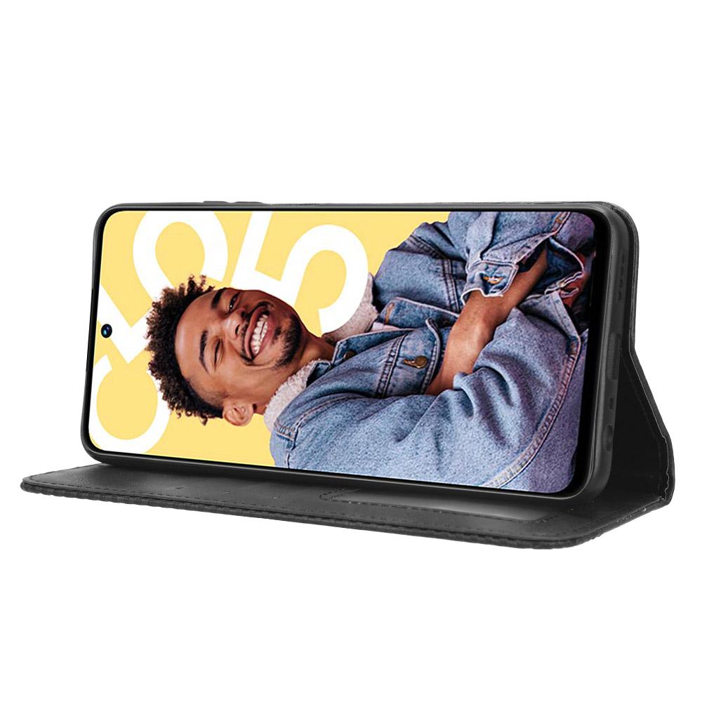 For Realme C55/Narzo N55 4G Retro Magnetic Absorption Flip Stand Cover PU Leather Wallet Phone Case