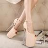 Custom New Summer Open Toe Catwalk Platform Pumps Patent Leather Big Size Ladies Shoes 19 cm High Heels Women Shoes WSH2601