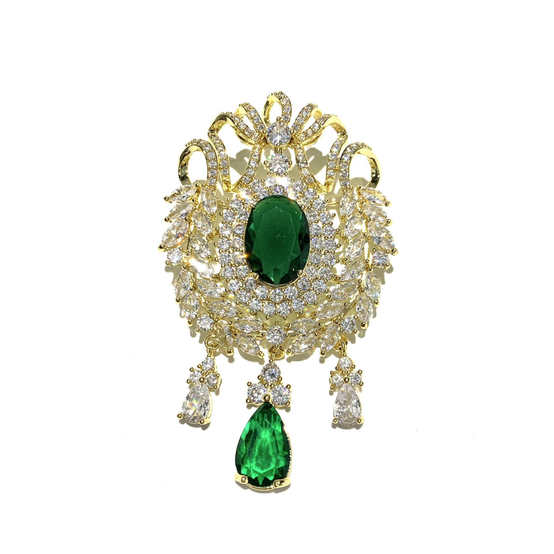 Bo Xin Yun Luxury Zirconia Wheat Ear  Water Drop Brooch Pin