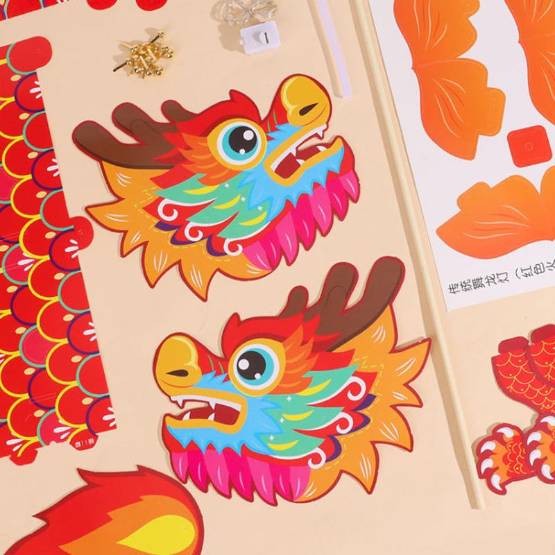 Svátek středu podzimu Starověký dračí lampionový tanec Rok draka Světelná hračka Národní vlna Zlatá rybka Dětský ručně vyrobený DIY lampion