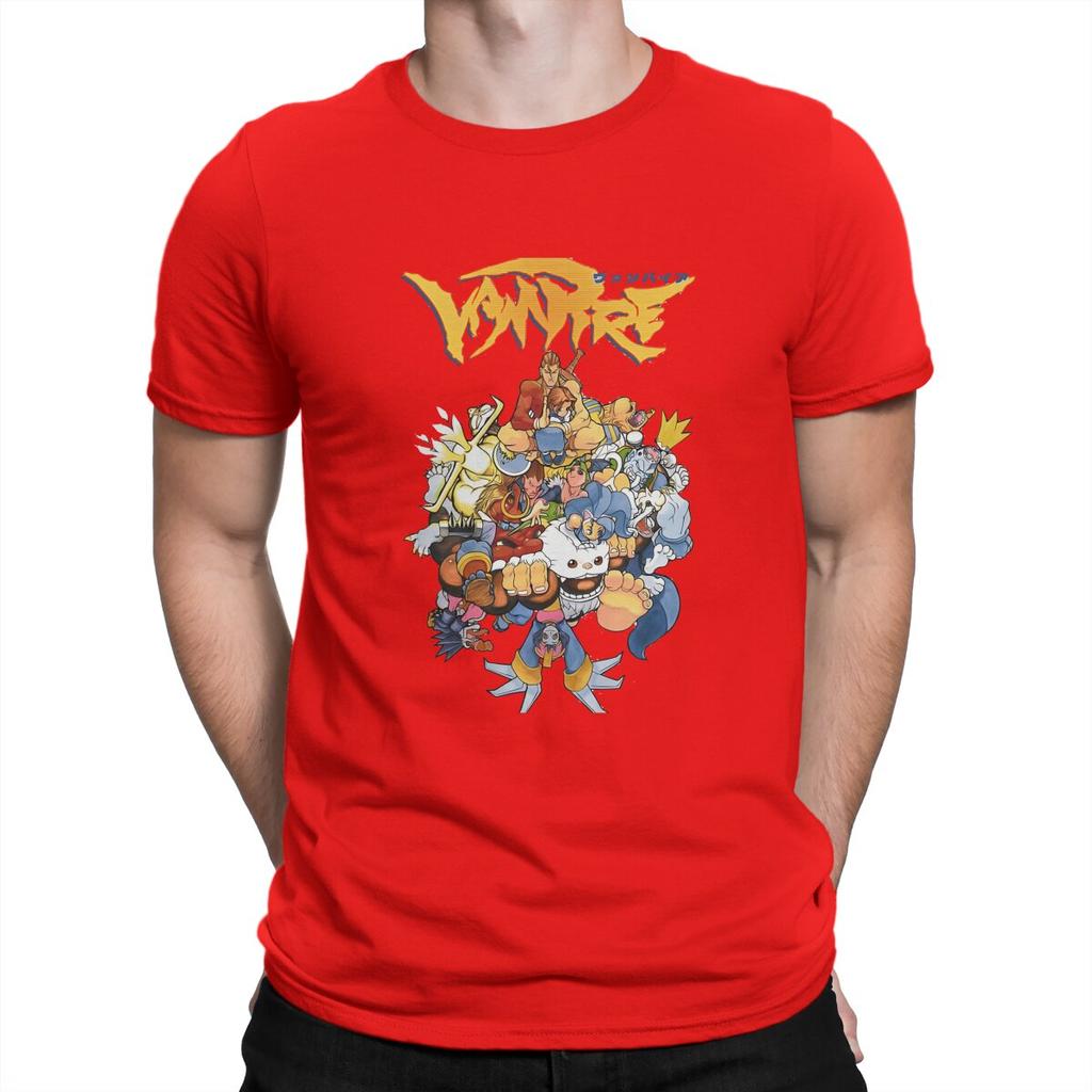 Vampire  The Night Warriors Men TShirt Darkstalkers Game O Neck Tops Fabric T Shirt Funny High Quality Birthday Gifts