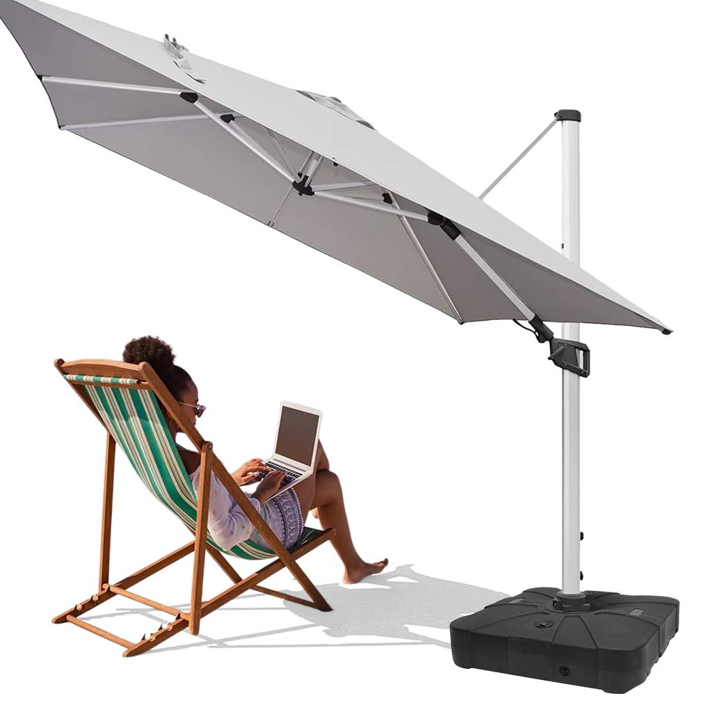 1PC Cantilever Umbrella Stand Base with Wheels Fillable Parasol Base Outdoor Furniture Parts for Yard Garden Fishing Beach