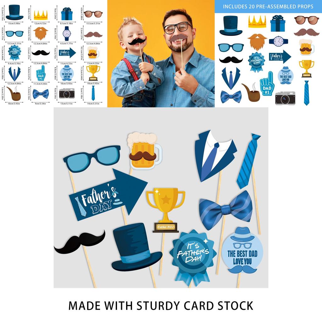 Fathers Day Photo Prop Party Decor With Paper Materials For Themed Celebrations
