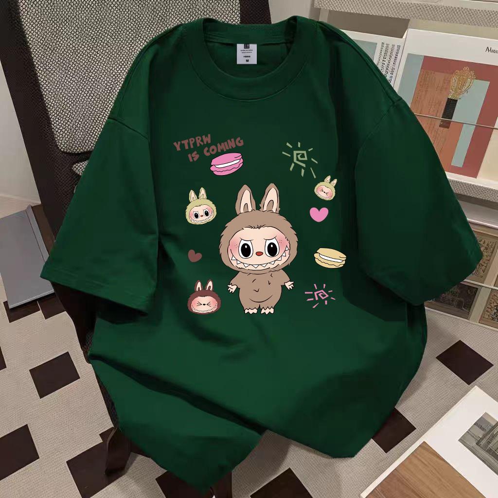 HOT SALES POPMART LABUBU Clothes Summer Unisex T-shirt 100%Cotton high quality Round Neck Short Sleeve Shirt Top korean Style Shirt