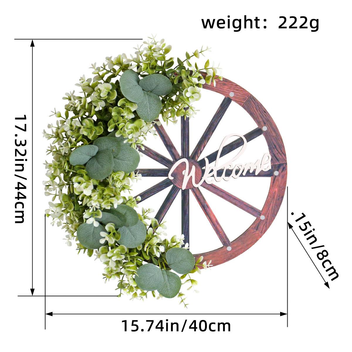 

Приветственный весенний венок на колесе, имитация зеленого растения, венок на дверь, приветственное украшение на входную дверь