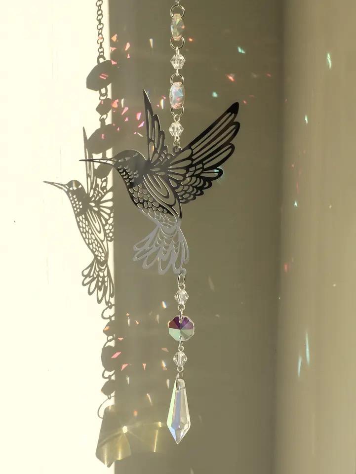 

Серебряный цвет Brid Crystal Suncatcher Подвесное украшение Rainbow Maker Декор для комнаты Light Catcher Декор для комнаты Эстетический подарок для девушки