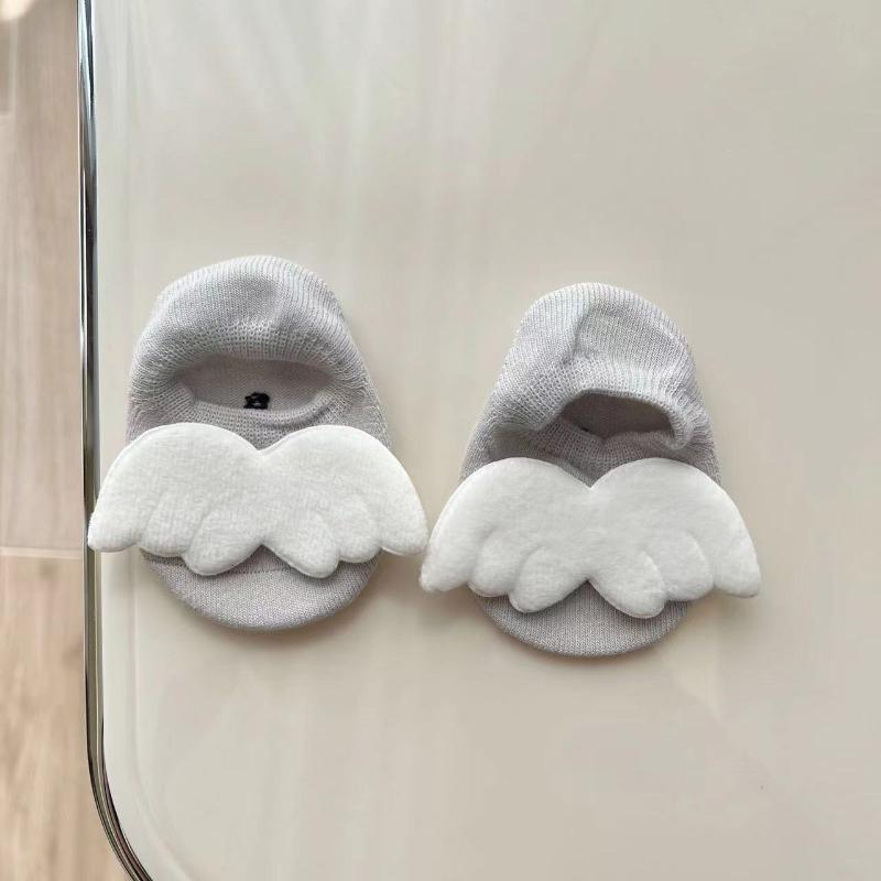 Chaussettes Ailes d'Ange pour Bébés Garçons Coton Élastique Couleur Unie Chaussettes Nouveau-nés Filles Printemps Été Antidérapantes Sol Coupe Basse pour
