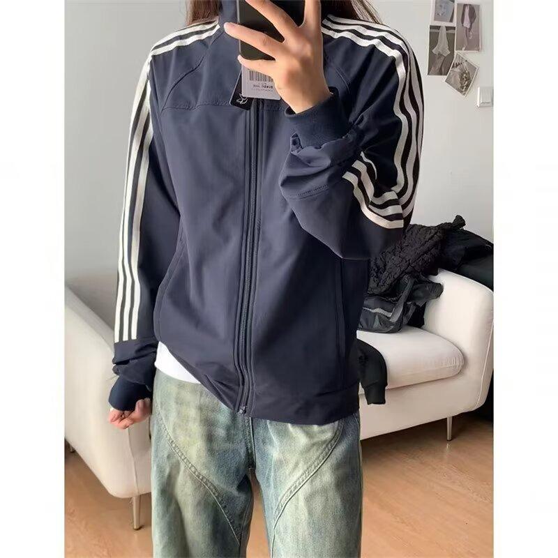 Men's 2026 High-End Japanese Style Three-Stripes Zipper Jacket - Sporty Hoodless Cardigan