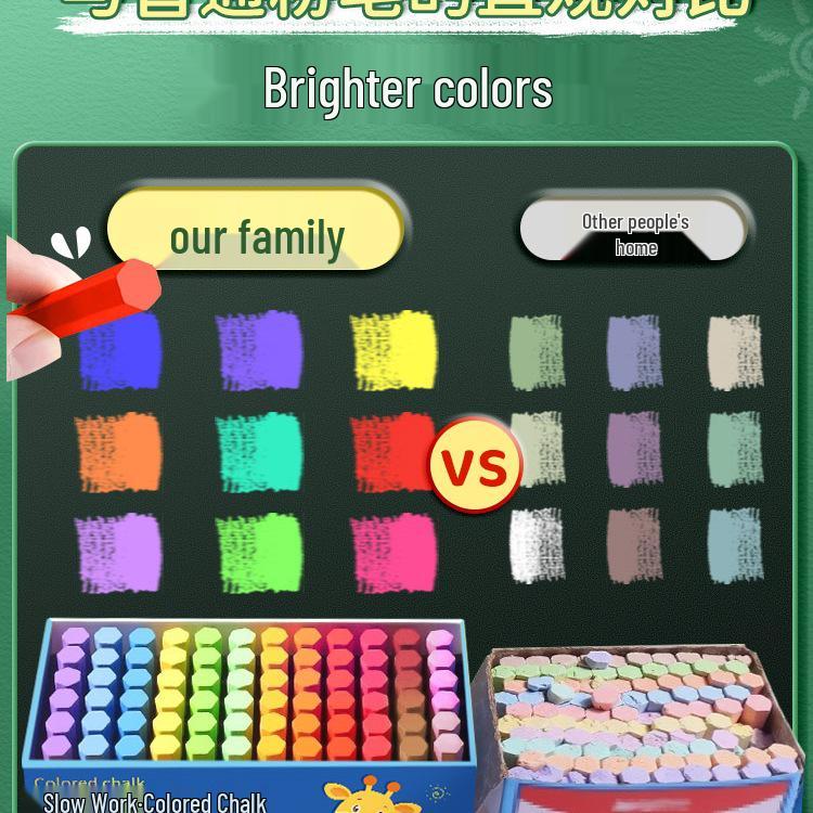 Vivid Dustless Multi-color Chalk for Children and Teachers - Keeps Hands Clean
