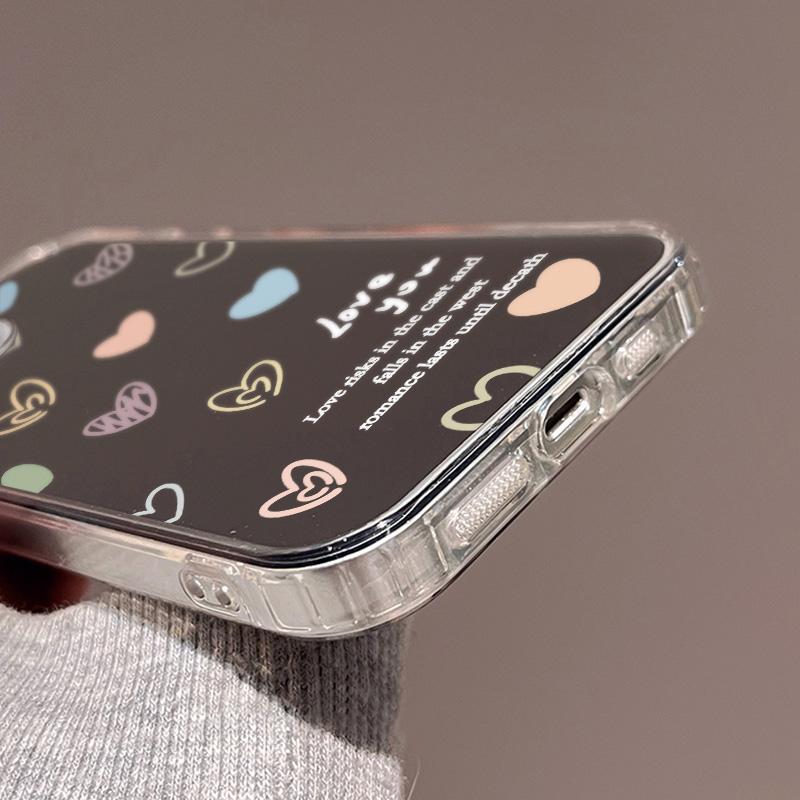 Cute Love Heart Makeup Mirror Phone Case For IPhone 17 17E 16E 16 15 Pro 11 12 14 13 Pro Max  Shockproof Bumper Cover