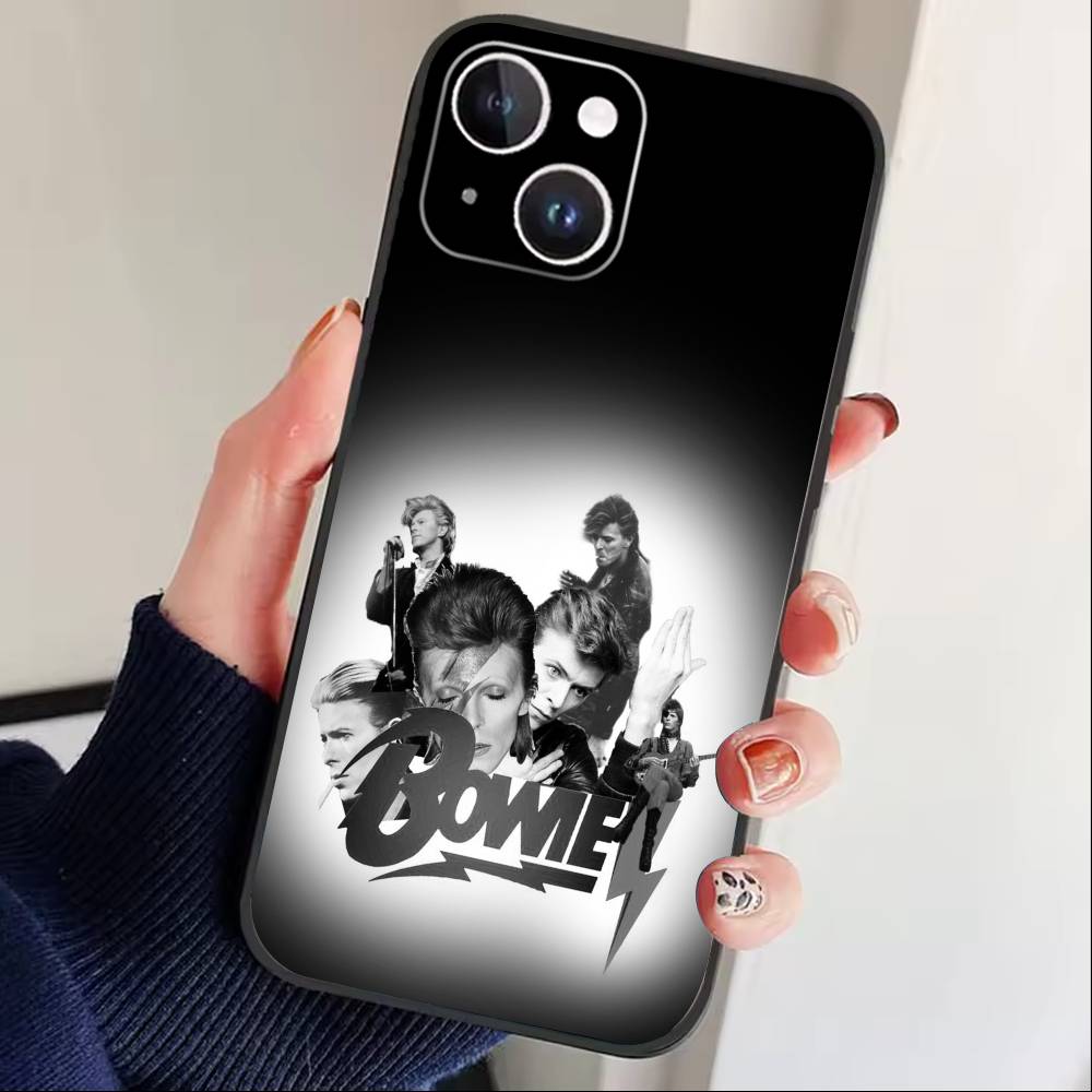 Singer D-David B-Bowie Phone Case For iPhone17,16,15,14,13,12 Plus,Max Soft Silicone Black Cover