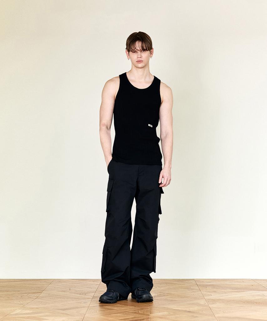 Hoite Het Strap Cotton Cargo Pants (Black)