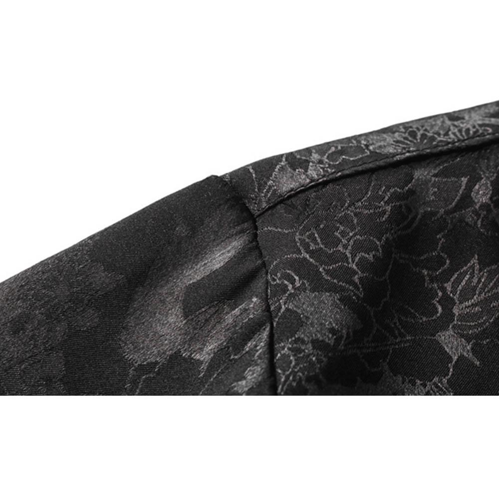 Jacquard Satin Material Button Down Herrenhemd Sommer Weiche Hemden Mann Vintage Street Shirts