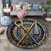 15 Sizes Ancient Egyptian Elemental Scepter Print Round Carpet Rug for Living Room Bedroom Table Chair Sofa Decorative Mat Gifts