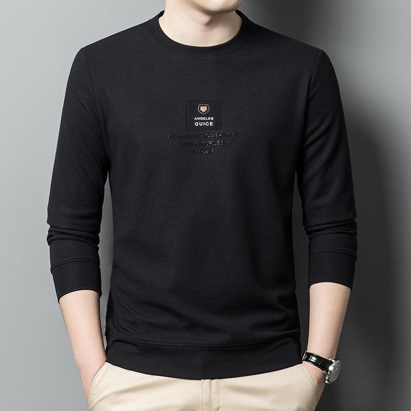 

Весенняя футболка с длинными рукавами, мужская футболка с круглым вырезом, повседневная вафельная футболка для мужчин для молодежи и среднего возраста XXXXL