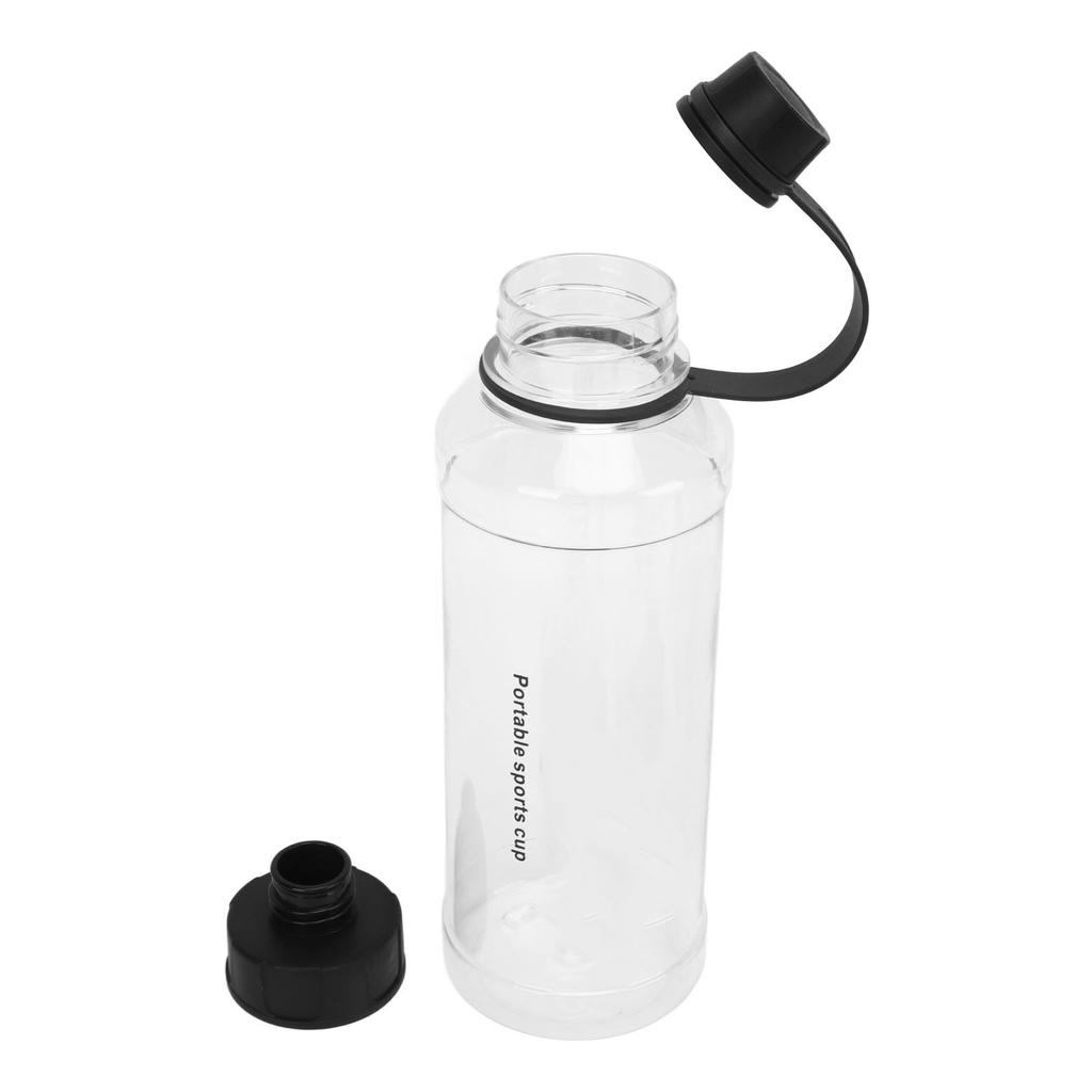 1000ml Water Bottle Large Capacity Wide Handle Integrated Lid Dual Mouth Leakage Resistant Sports Outdoor Cup Black