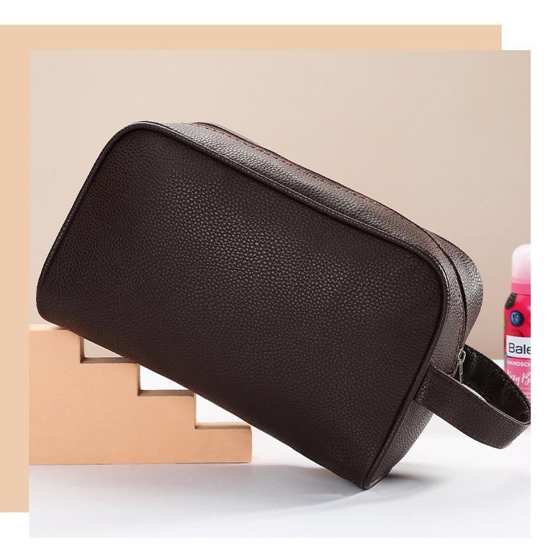 New Leather Men's Toiletries Bag For Business Trips Portable Large Capacity Storage Bag High-end Waterproof Portable Makeup Bag