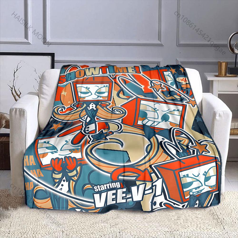 1PC TV Time Man Cartoon Print Blanket Warm Soft and Comfortable Home Travel Blanket Sofa Bedding Camping RV Blanket