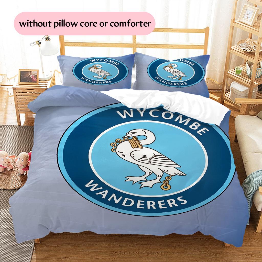 Wycombe Wanderers Pattern Bedding Quilt Set Home Decoration Gift (1 * Duvet Cover + 2 * Pillowcase Without Core)