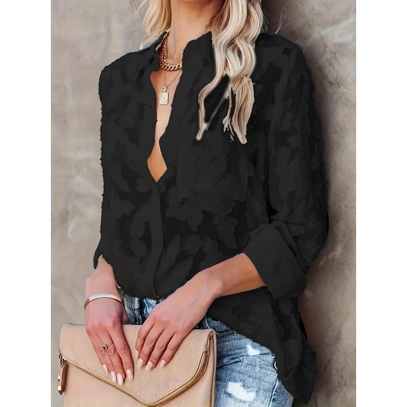 

Элегантная женская блузка с цветочным принтом сиреневого цвета | Шикарный вырез-капелька и рукава с оборками | Повседневная или формальная одежда для весны/лета/осени S чёрный