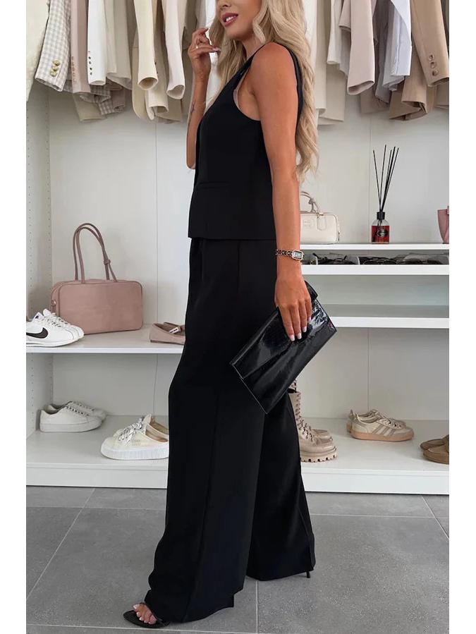 2025 Women's Elegant V-neck Vest & Long Pants Set
