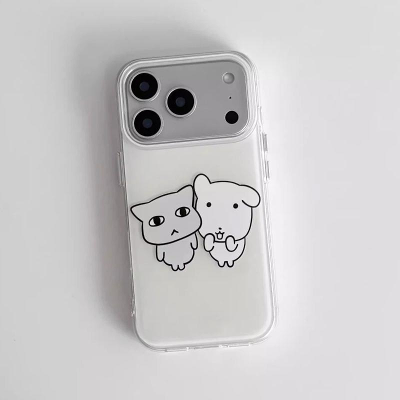 Kawaii Creative Cartoon Puppy Cat Phone Case For iPhone 17 Air 16 15 14 13 12 11 Pro Max 16e X XR XS 7 8 Plus Shockproof Cover