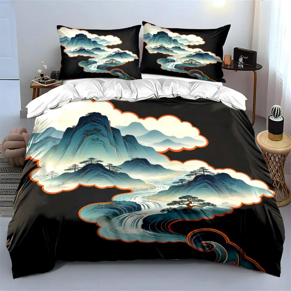 Landscape Art Three-Piece Set Soft Comfortable Duvet Cover Bedding Set Included 1*Duvet Cover & 2*Pillowcases gift