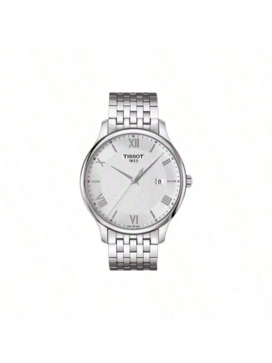 

Classic Men s Business Quartz Watch - Stainless Steel Case, Roman Numeral Dial with Date, Ideal Daily Gift, Model T063.610.11.038.00 срібний