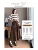 Women's High Waist Corduroy Midi Skirt - 2025 Autumn Winter Korean Style, Large Flare Pleated Design