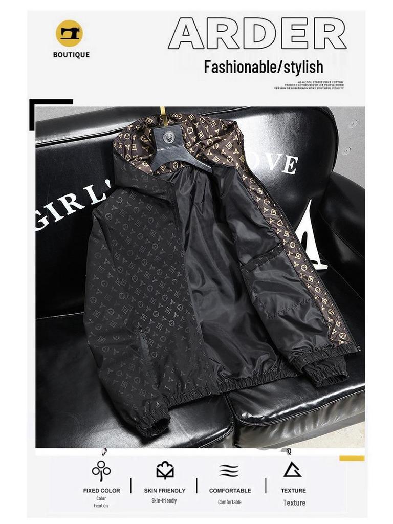 Pánská trendy ležérní bunda v evropském stylu, lehký luxus - Jaro/Podzim 2024, Dlouhý rukáv, Tištěný top