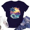 T-shirt casual da donna ampia stampata girocollo pullover manica corta top