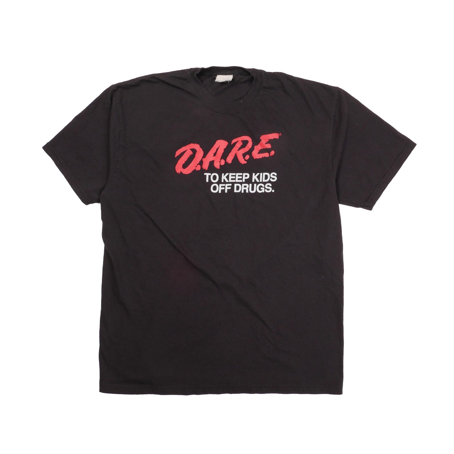 D.A.R.E. to keep kids off drugs Tee Shirt DARE Abuse Prevention Schools Skateboarding New York City Kids 1990s Heavyweight Black XL S