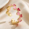 Women Ring Opening Adjustable Lightweight Finger Ring Golden Plated Hollow Heart Design Finger Band Jewelry Gift