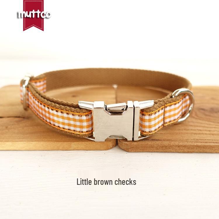 Custom Yellow Plaid Small Dog Collar XL
