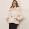 Winter new European and American style fake two-piece cotton-padded coat women's hooded short splicing down cotton jacket tide