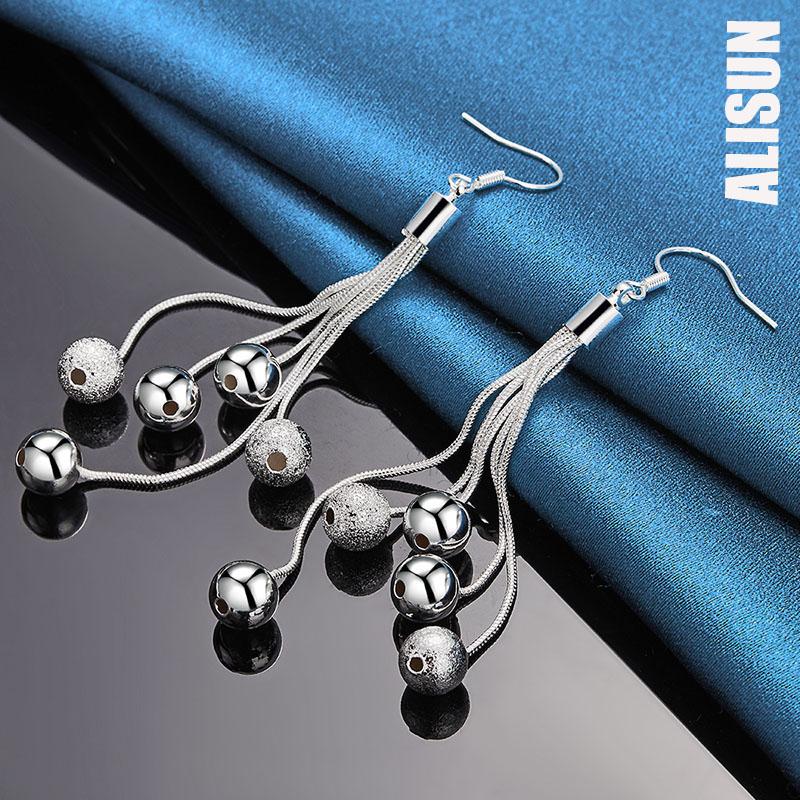 925 Sterling Silver Romantic Pearl Pendant Piercing Earrings Fashionable Wedding Jewelry