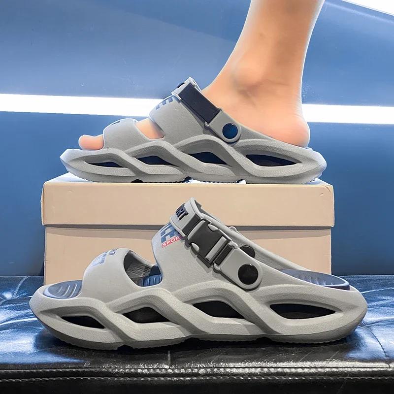 Summer Men Slippers Non-Slip Mens Sandals Outdoor Beach Shoes Soft Casual Shoes Platform House Indoor Shower Bathroom Slippers