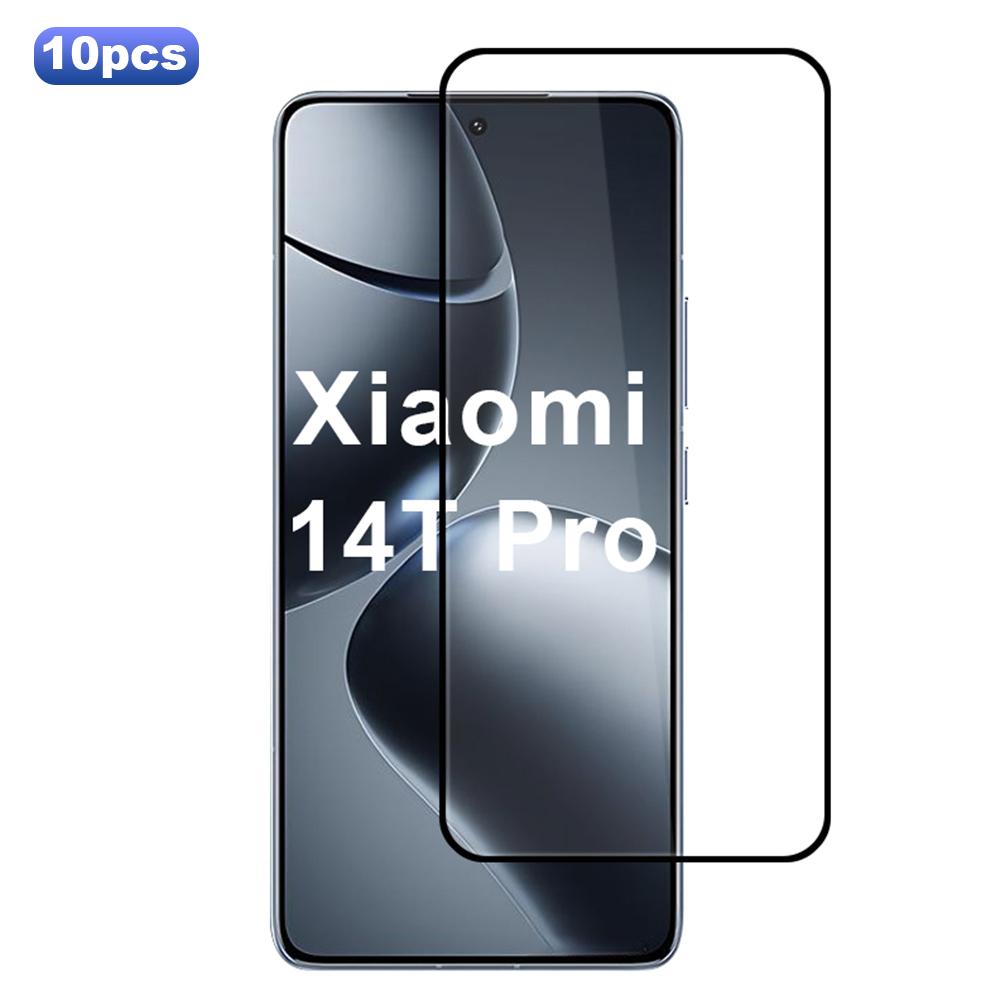 

10Pcs For Xiaomi 14T/14T Pro Screen Protector Silk Printing Edge Full Glue Complete Covering Type A