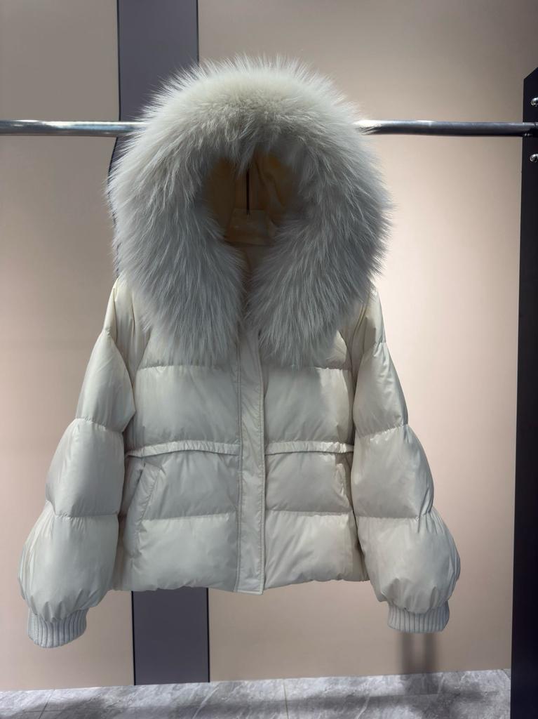 Winter increase natural real raccoon fur collar placket goose down jacket versatile high-end sense loose warm jacket women