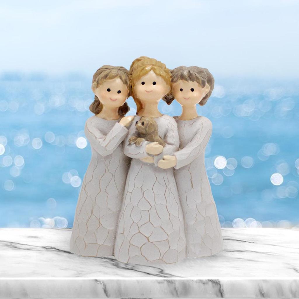 Creative Three Girls Resin Figurine for Desktop & Home Decor - Thanksgiving & Christmas Ornament