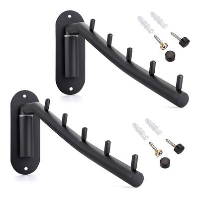 Sumnacon Folding Clothes Wall Stainless Adjustable Suitable for and Black of Wall-Mounted Rack, Hanger, 5-Hook, Steel, 180-Degree Angle, Space-Saving,