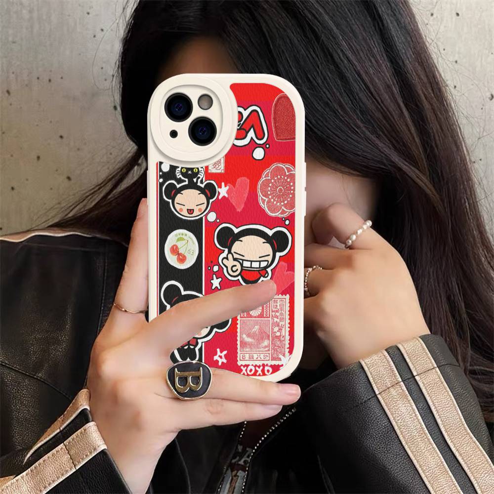 Popular Animation P-Pucca Phone Case For IPhone 16 15 14 13 12 11 Pro Max Plus Leather Soft Cover