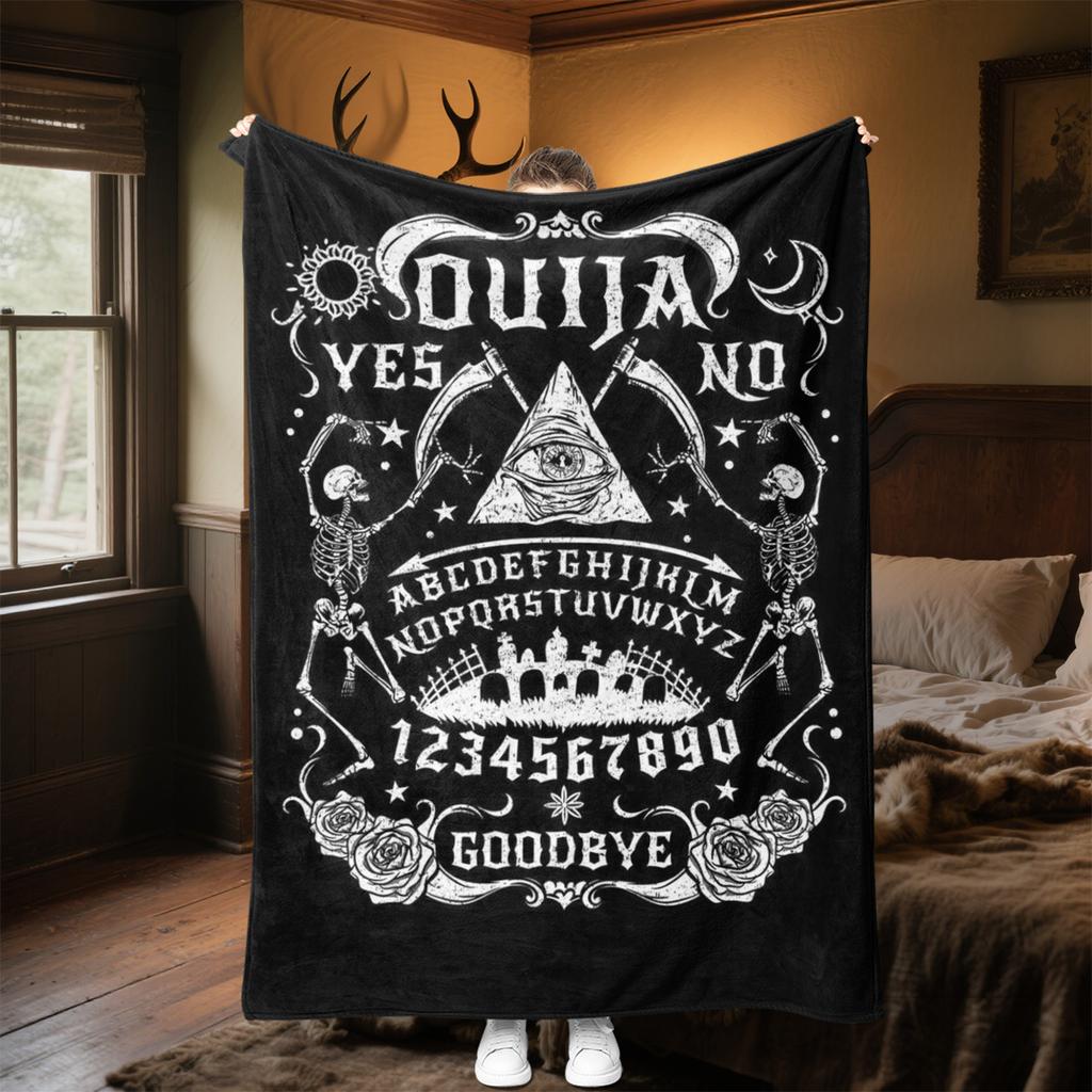 1PC Spirit Board Ouija Print Plush Blanket Perfect All Seasons Soft Comfortable Sofa Office Travel Festive Gift