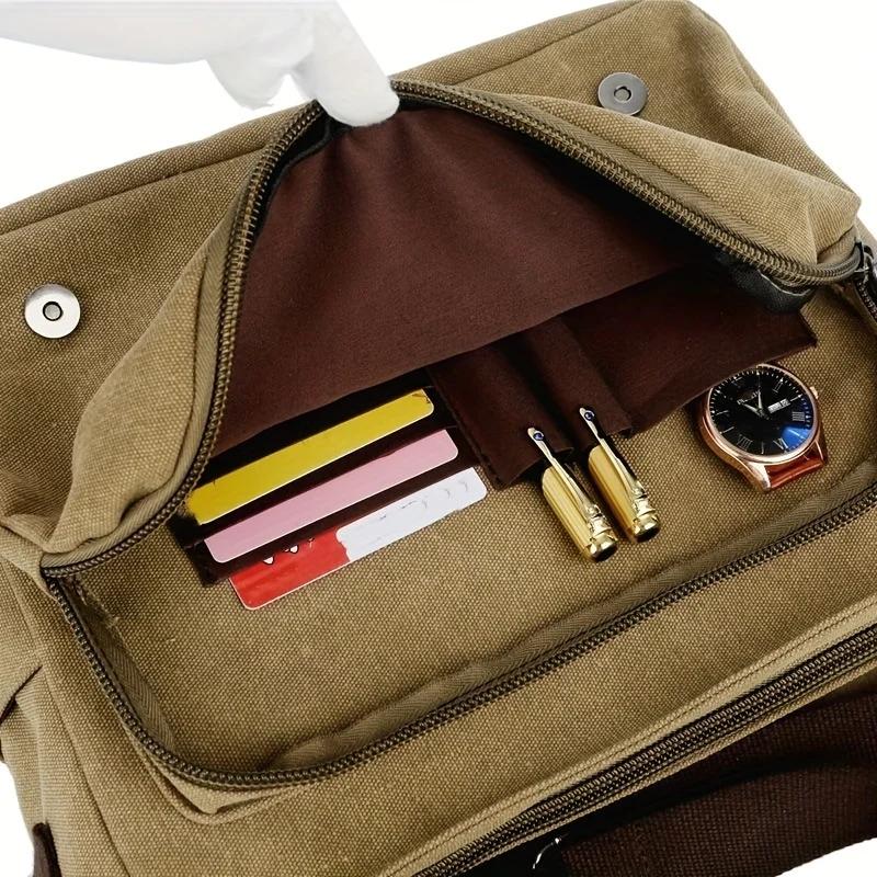 Borsa a tracolla messenger in tela retrò da uomo, borsa a tracolla grande, borsa a tracolla casual per uscire, pendolarismo quotidiano, borsa scolastica, borse da college