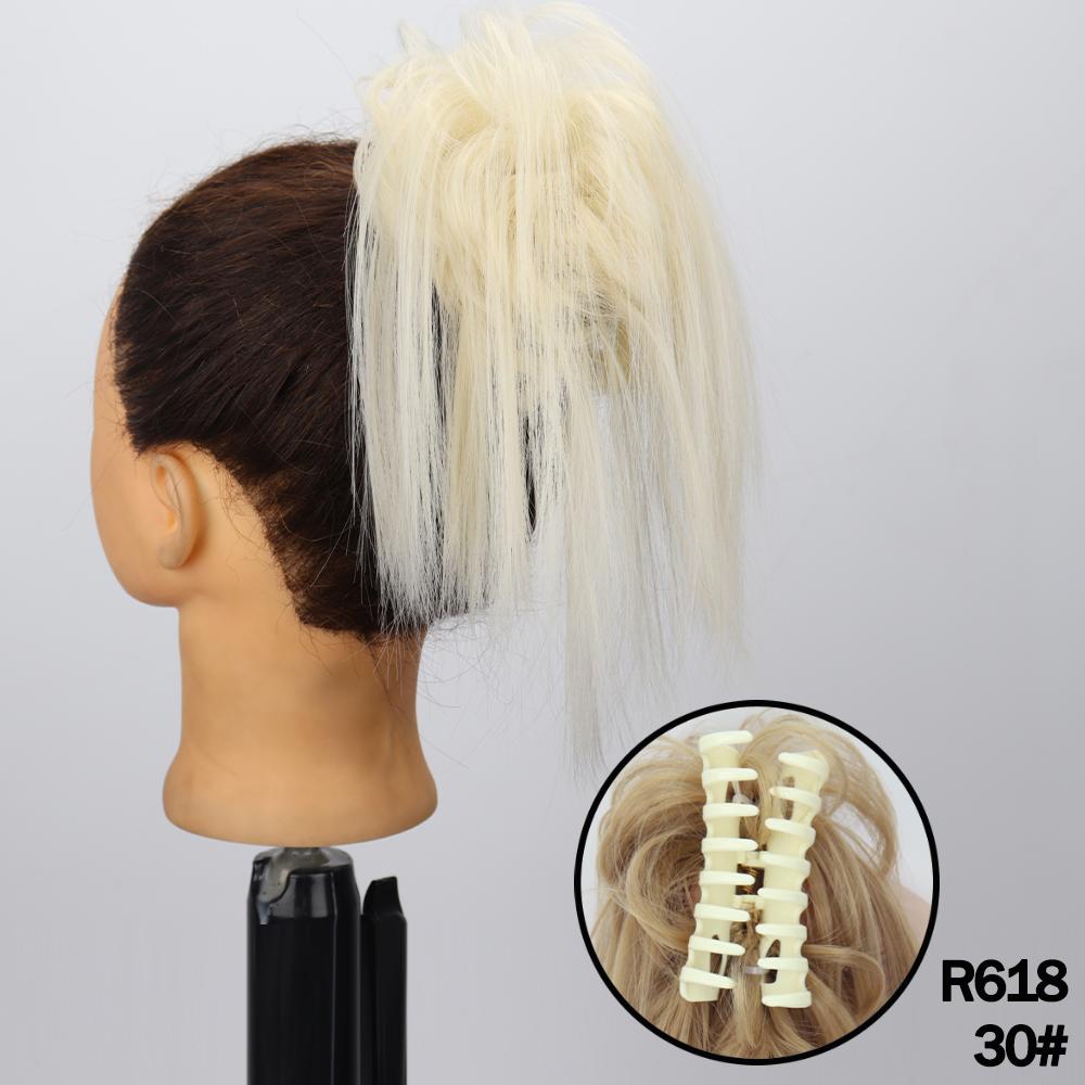 MERISIHAIR Synthetic Messy Hair Bun Claw Clip-in Hair Extensions Natural Grey Brown Claw Clip Bun Accessories For Everyday Wear