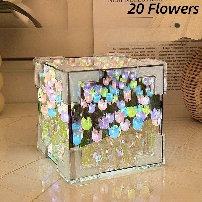 Lumină de noapte Marea Florilor de Lalele Lucrată Manual DIY Pachet Material Lampă Lalea Oglindă Tridimensională Decorațiune Creativă Ornament Ornament Cadou Cuplu Student