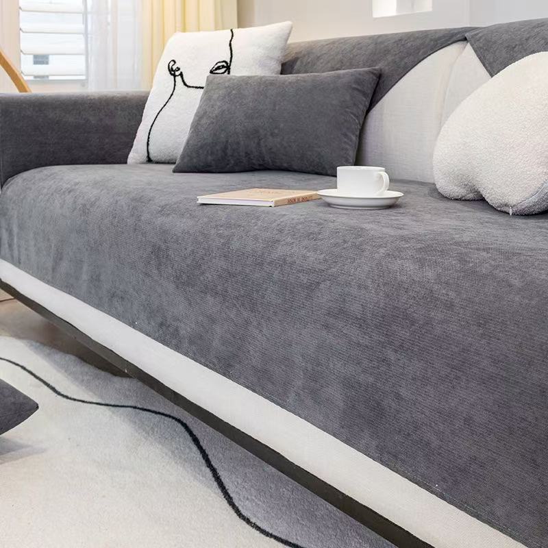 

Водонепроницаемая подушка для дивана, устойчивая к царапинам, чехол для дивана, однотонный шенилл, нескользящий, универсальный защитный чехол для дивана на все времена года 70x70cm темно серый